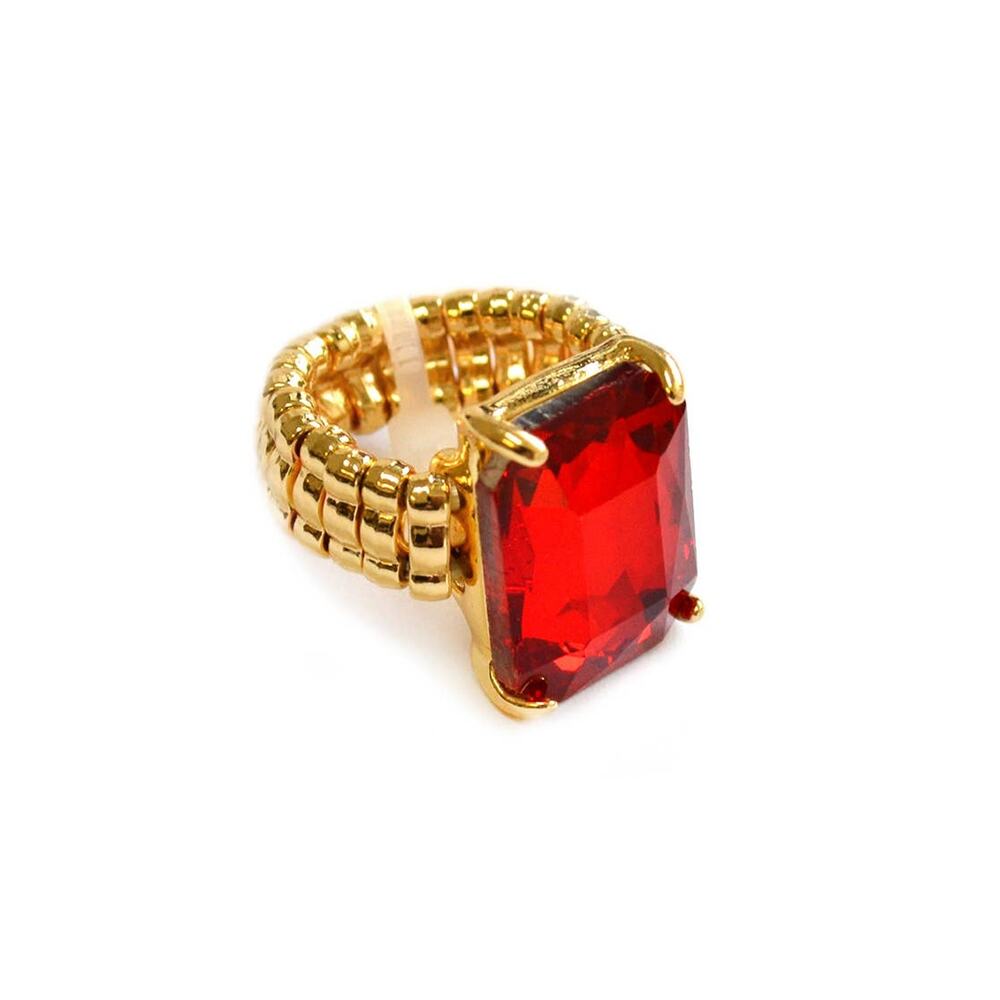 Dopamine Rectangular Glass Cocktail Stretch Adjustable Ring - Picture 15 of 16